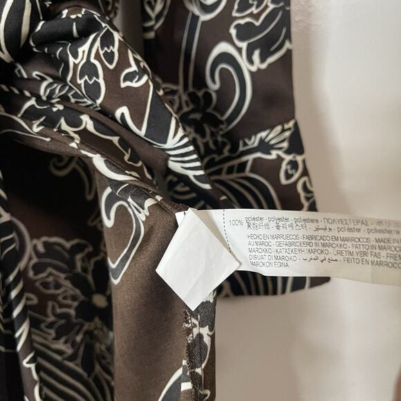 Zara Brown printed wrap midi high slit dress size medium - Picture 5 of 6